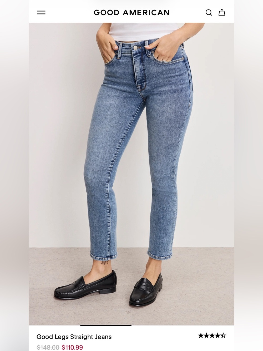 Good American Good Legs Straight Jeans Indigo